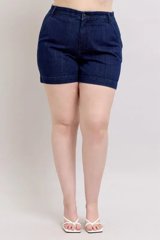Judy Blue Full Size High Waist Denim Shorts Plus Size - Trendsi - Flyclothing LLC