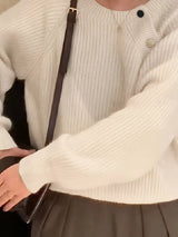 Button-Decorated Round Neck Sweater - Trendsi - Flyclothing LLC