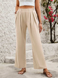 Elastic Waist Wide Leg Pants - Trendsi - Flyclothing LLC