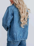 Button Up Raglan Sleeve Denim Jacket - Trendsi - Flyclothing LLC