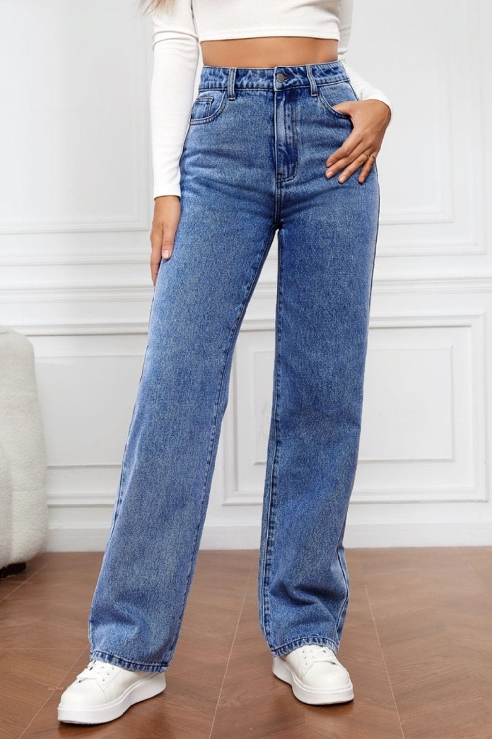 High Waist Straight Jeans - Trendsi