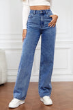 High Waist Straight Jeans - Trendsi