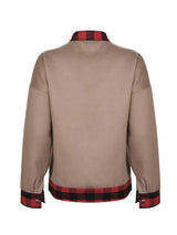 Plaid Trim Long Sleeve Jacket - Trendsi - Flyclothing LLC