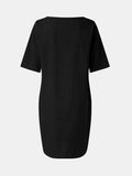 Full Size Round Neck Half Sleeve Dress with Pockets - Trendsi - Flyclothing LLC