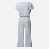 V-Neck Short Sleeve Jumpsuit - Trendsi - Flyclothing LLC