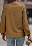 Lace Detail Round Neck Lantern Sleeve Top - Trendsi - Flyclothing LLC
