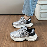 Lace-Up Platform Athletic Shoes - Trendsi