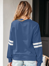 Stripe Round Neck Long Sleeve Sweatshirt - Trendsi - Flyclothing LLC
