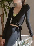 Tied Surplice Long Sleeve Top - Trendsi - Flyclothing LLC