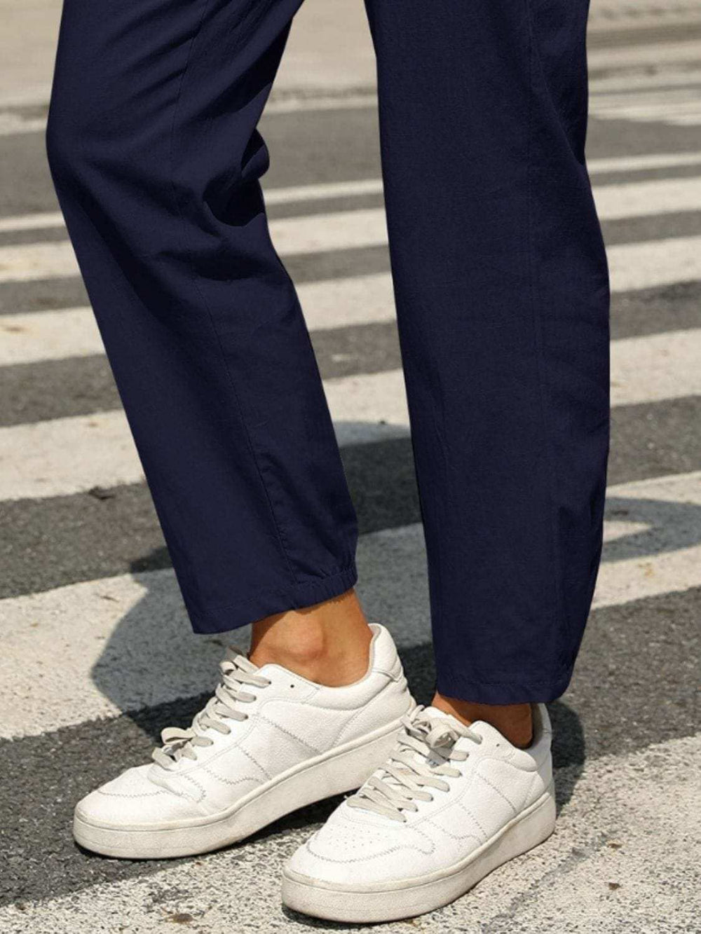 Elastic Waist Tapered Pants - Trendsi - Flyclothing LLC