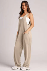 Lovelet V-Neck Wide Strap Overalls - Trendsi - Flyclothing LLC
