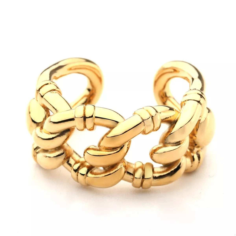 18K Gold-Plated Chain Link Open Ring - Trendsi - Flyclothing LLC