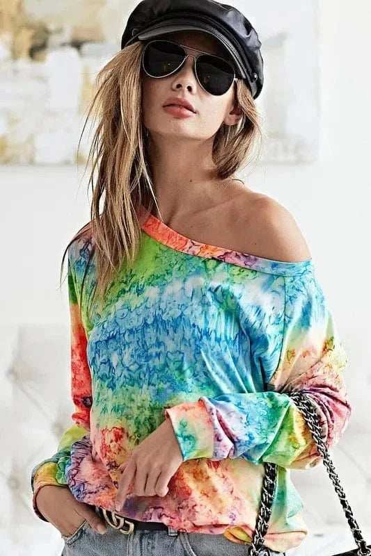 BiBi Tie Dye Soft Knit Jersey T-Shirt - Trendsi - Flyclothing LLC