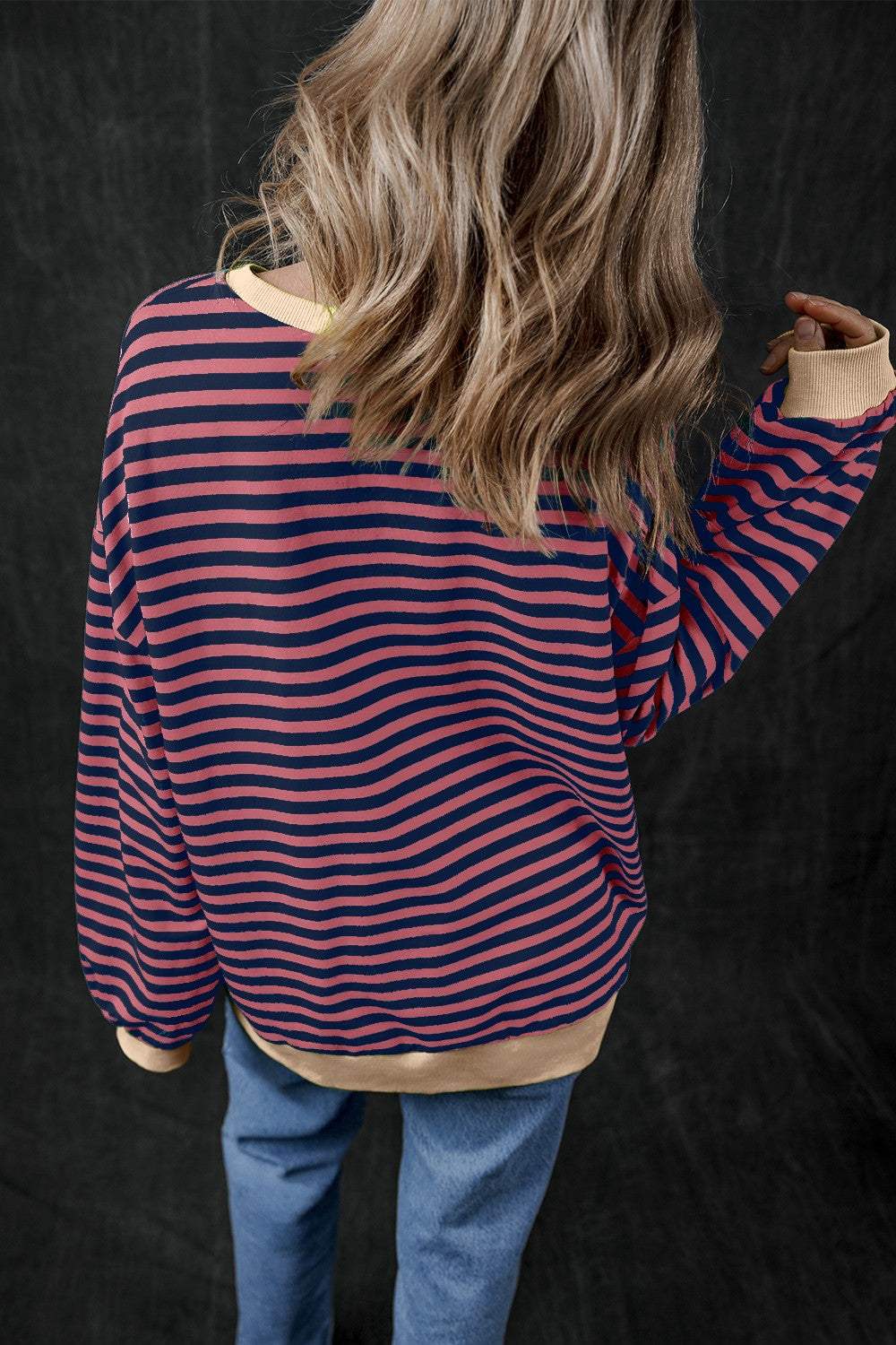 Pumpkin Striped Long Sleeve Sweatshirt - Trendsi - Flyclothing LLC