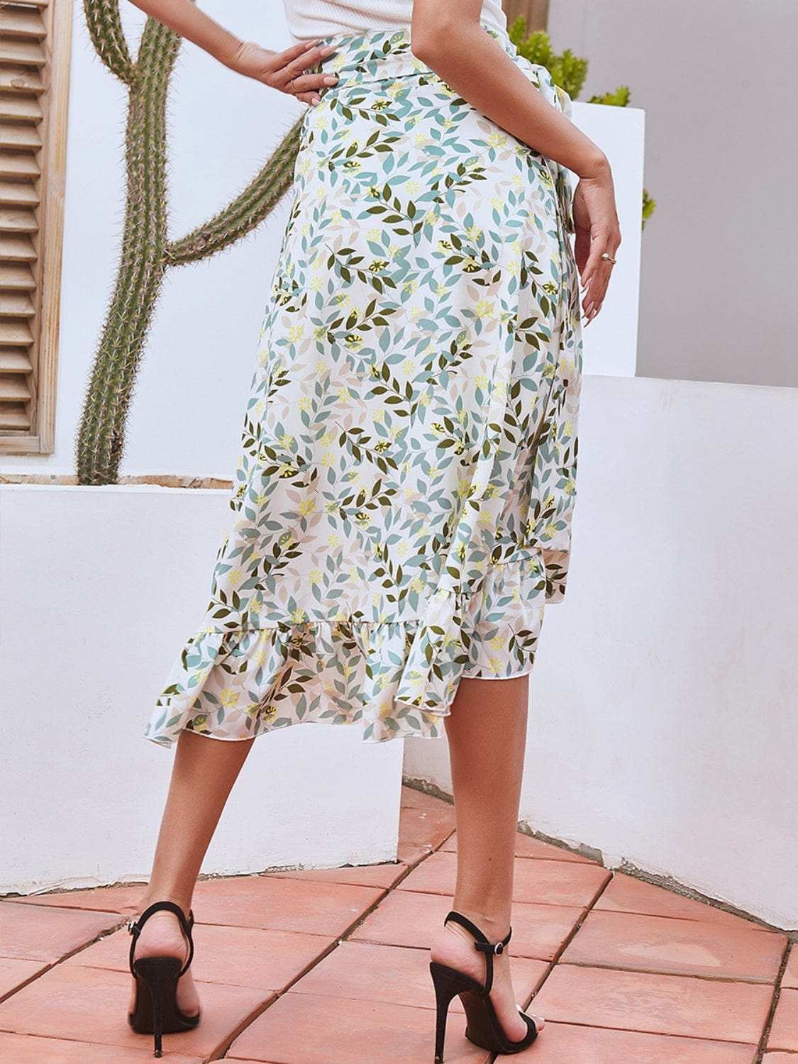 Printed Ruffled Midi Skirt - Trendsi - Flyclothing LLC