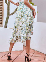 Printed Ruffled Midi Skirt - Trendsi - Flyclothing LLC