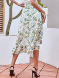 Printed Ruffled Midi Skirt - Trendsi
