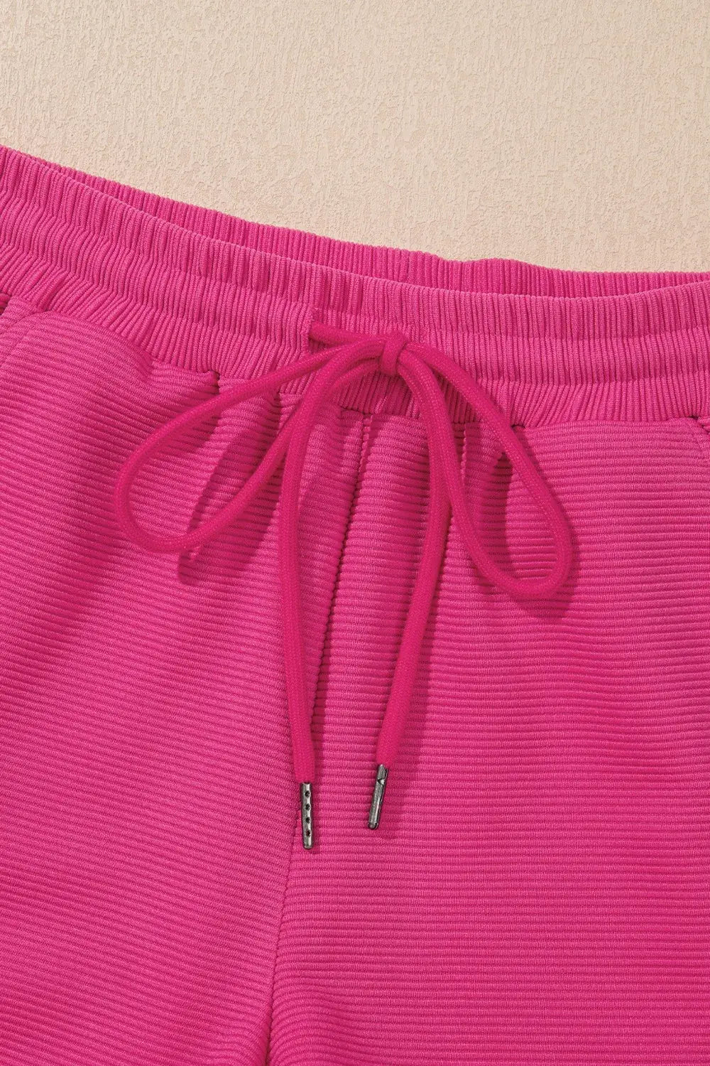 Striped Detail Flutter Sleeve Zipped Collar Top and Short Set - Trendsi - Flyclothing LLC