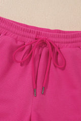 Striped Detail Flutter Sleeve Zipped Collar Top and Short Set - Trendsi - Flyclothing LLC