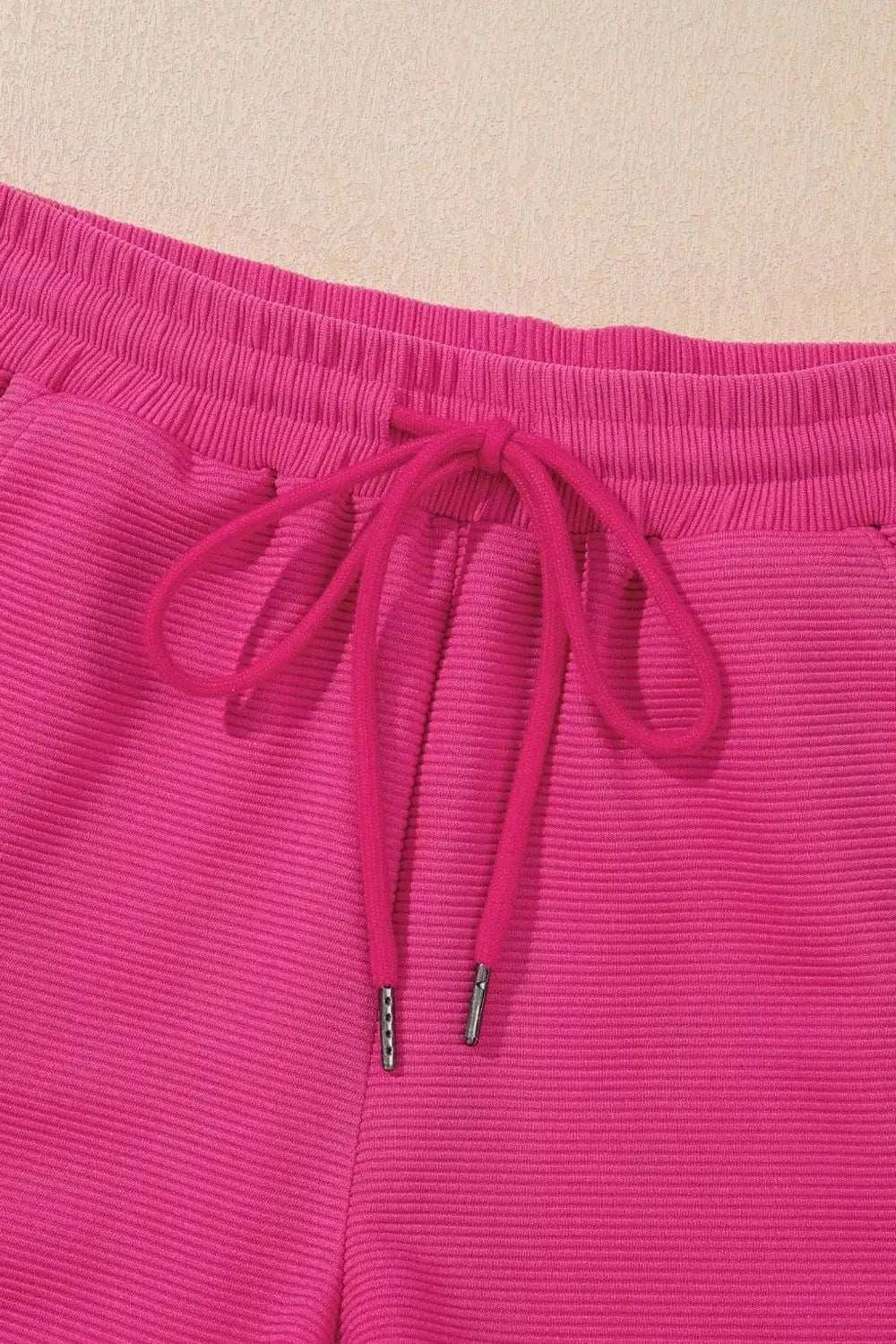 Striped Detail Flutter Sleeve Zipped Collar Top and Short Set - Trendsi - Flyclothing LLC