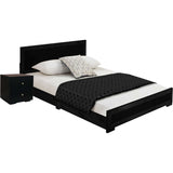 Moma Black Wood Platform Twin Bed With Nightstand - Homeroots - Flyclothing LLC