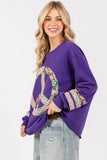SAGE+FIG Peace Applique Patch Long Sleeve Top - Trendsi