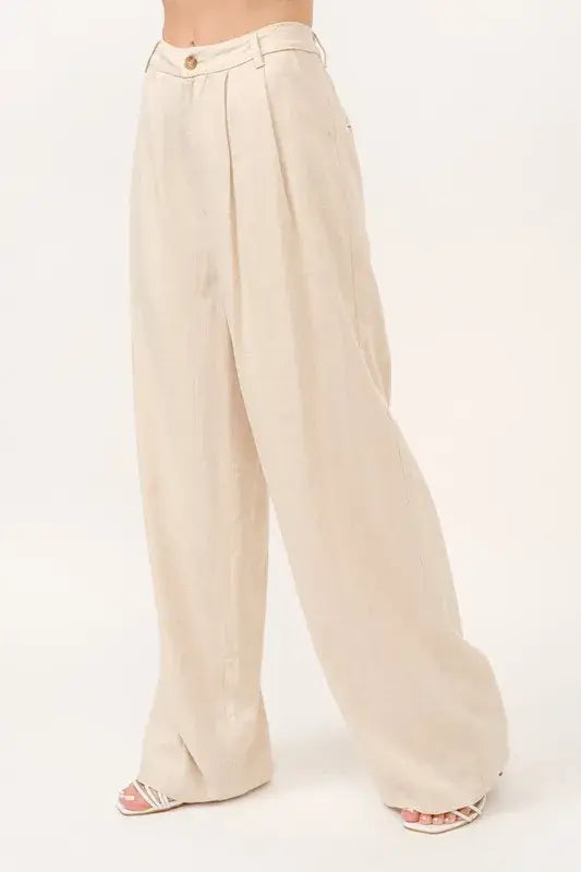 And The Why High-Rise Wide Leg Linen Blended Pants - Trendsi - Flyclothing LLC