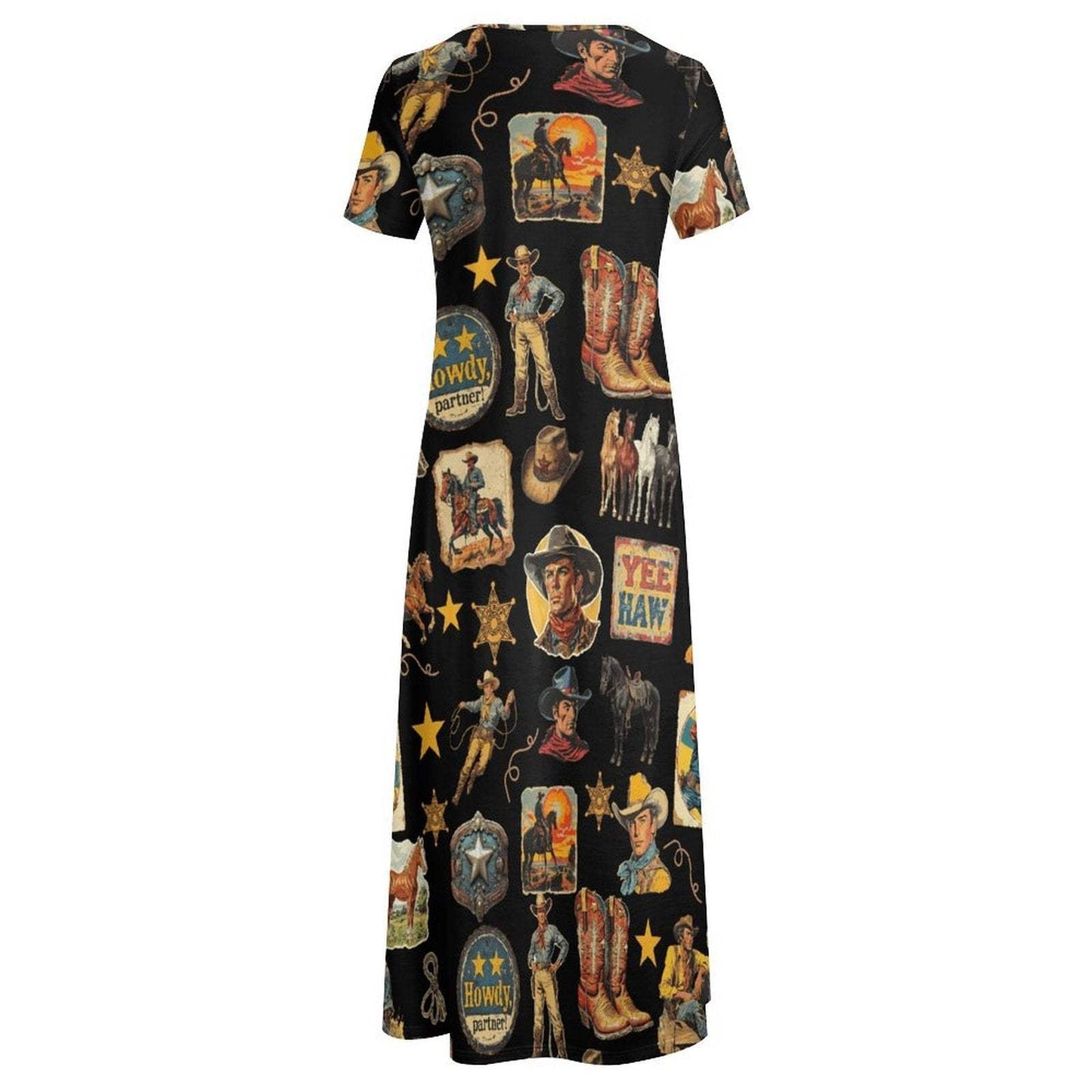 Baha Ranch Vintage Cowboy Collage Western Dress - Baha Ranch Western Wear - Flyclothing LLC