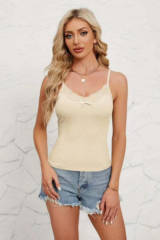 Lace Detail Scoop Neck Cami - Trendsi - Flyclothing LLC