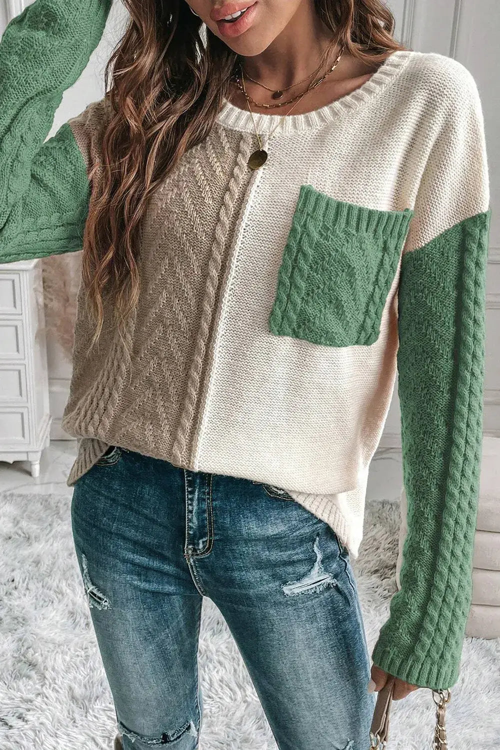 Fp Colorblock Sweater Double Take Full Size Color Block Drop Shoulder Sweater – Flyclothing LLC