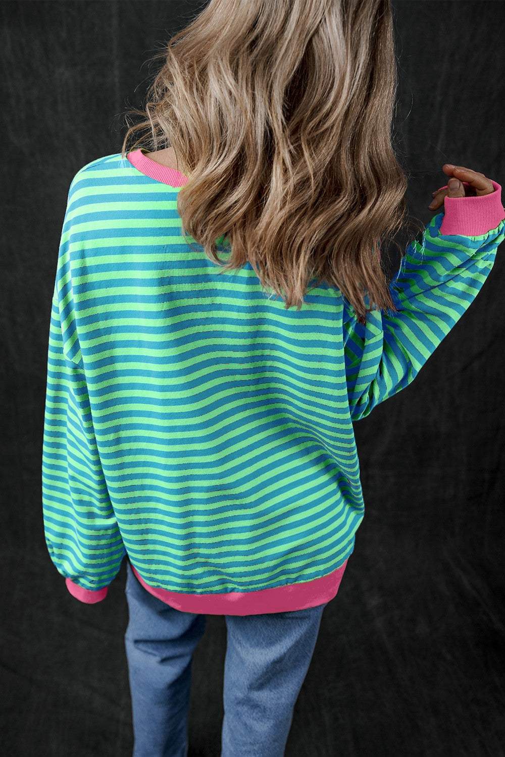 Pumpkin Striped Long Sleeve Sweatshirt - Trendsi - Flyclothing LLC