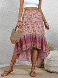 High-Low Elastic Waist Skirt - Trendsi