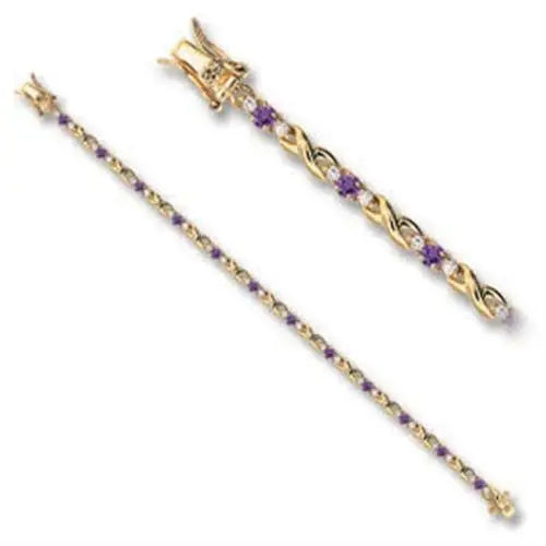 46805 - Gold Brass Bracelet with AAA Grade CZ in Tanzanite - Alamode - Flyclothing LLC