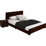 Moma Espresso Wood Platform Twin Bed With Nightstand - Homeroots - Flyclothing LLC