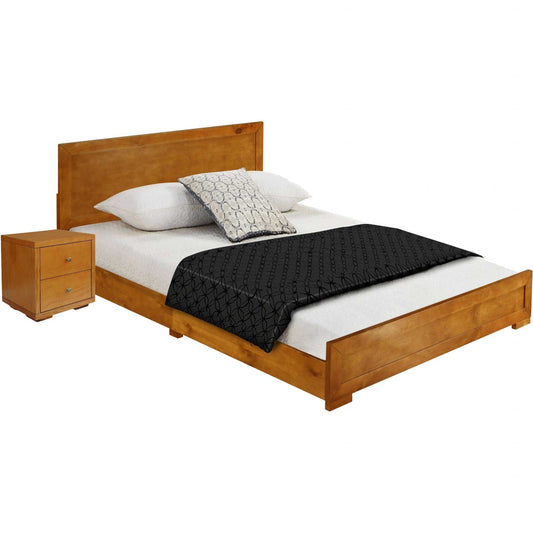 Moma Oak Wood Platform Full Bed With Nightstand - Homeroots - Flyclothing LLC