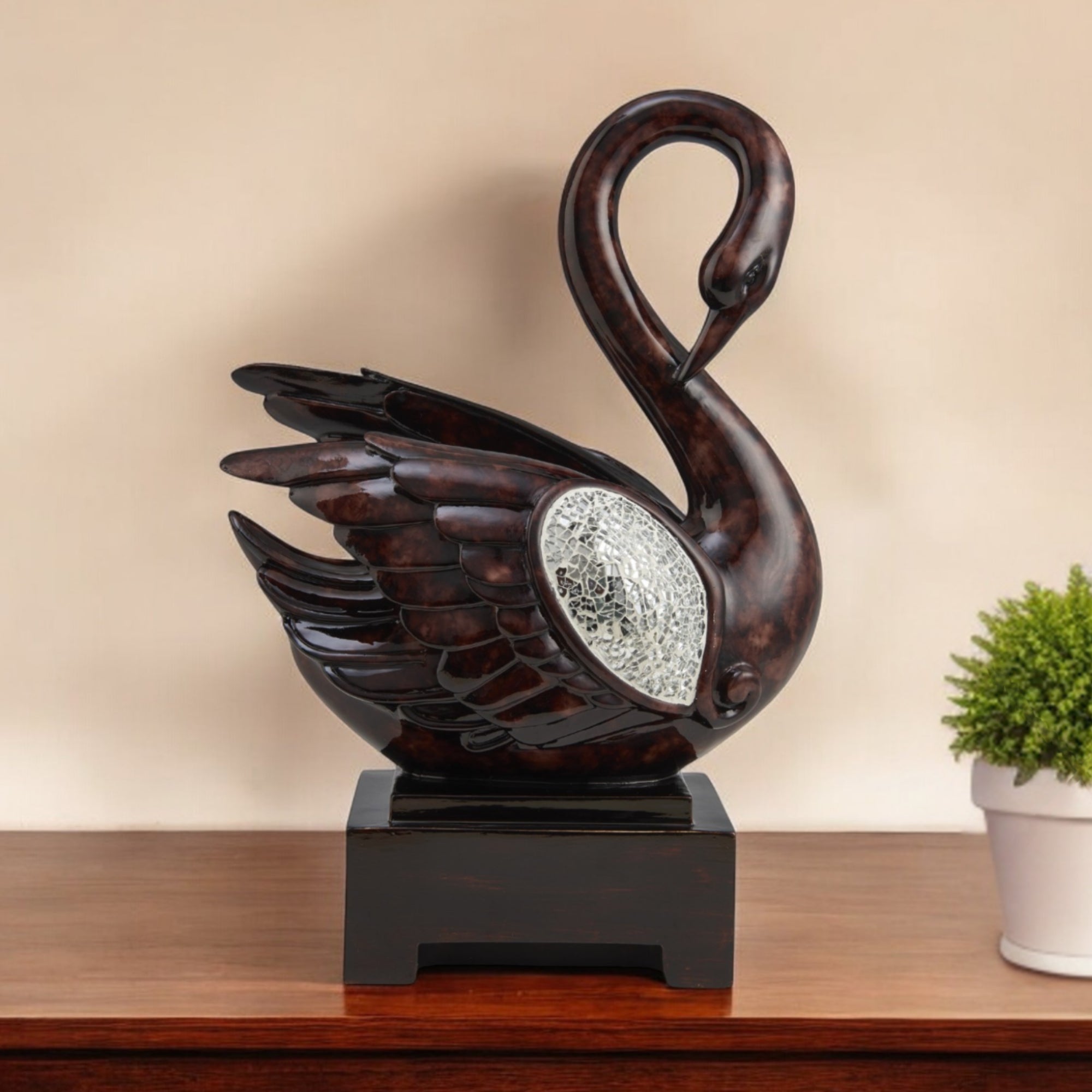 17" Marbleized Cherry Brown Dove Figurine Sculpture - Homeroots - Flyclothing LLC