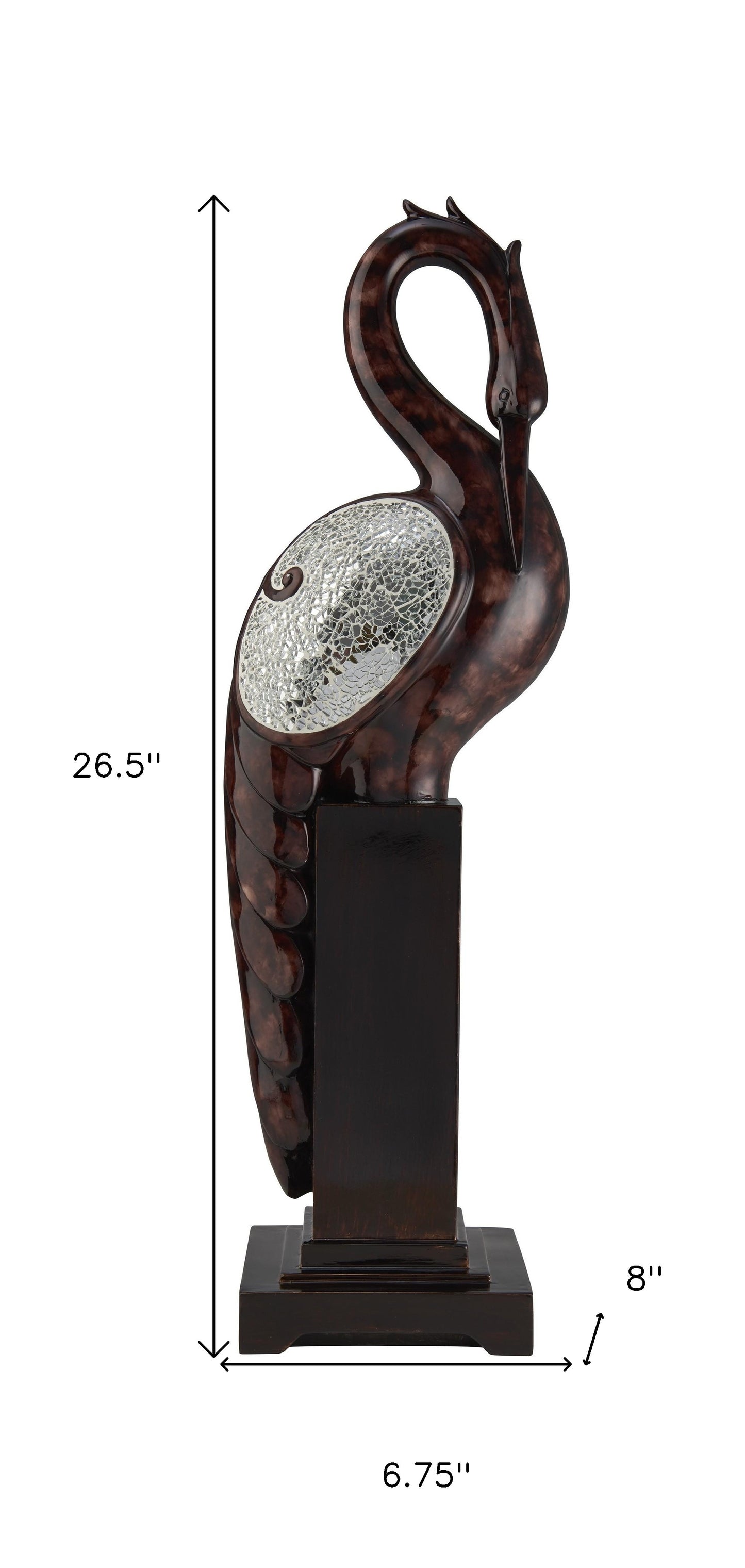 27" Marbleized Cherry Brown Polyresin Crane Figurine Sculpture - Homeroots - Flyclothing LLC