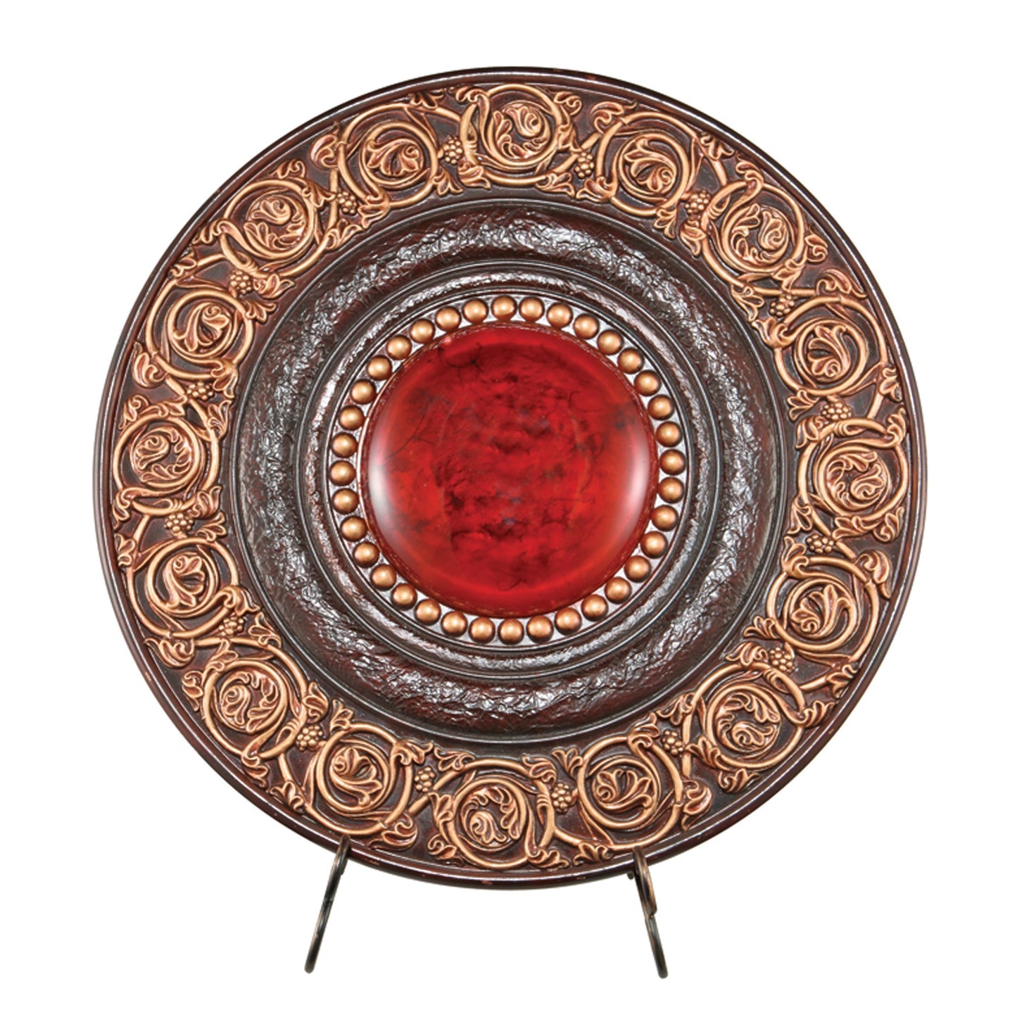 21" Red And Brown Round Polyresin Decorative Plaque - Homeroots - Flyclothing LLC