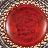 21" Red And Brown Round Polyresin Decorative Plaque - Homeroots