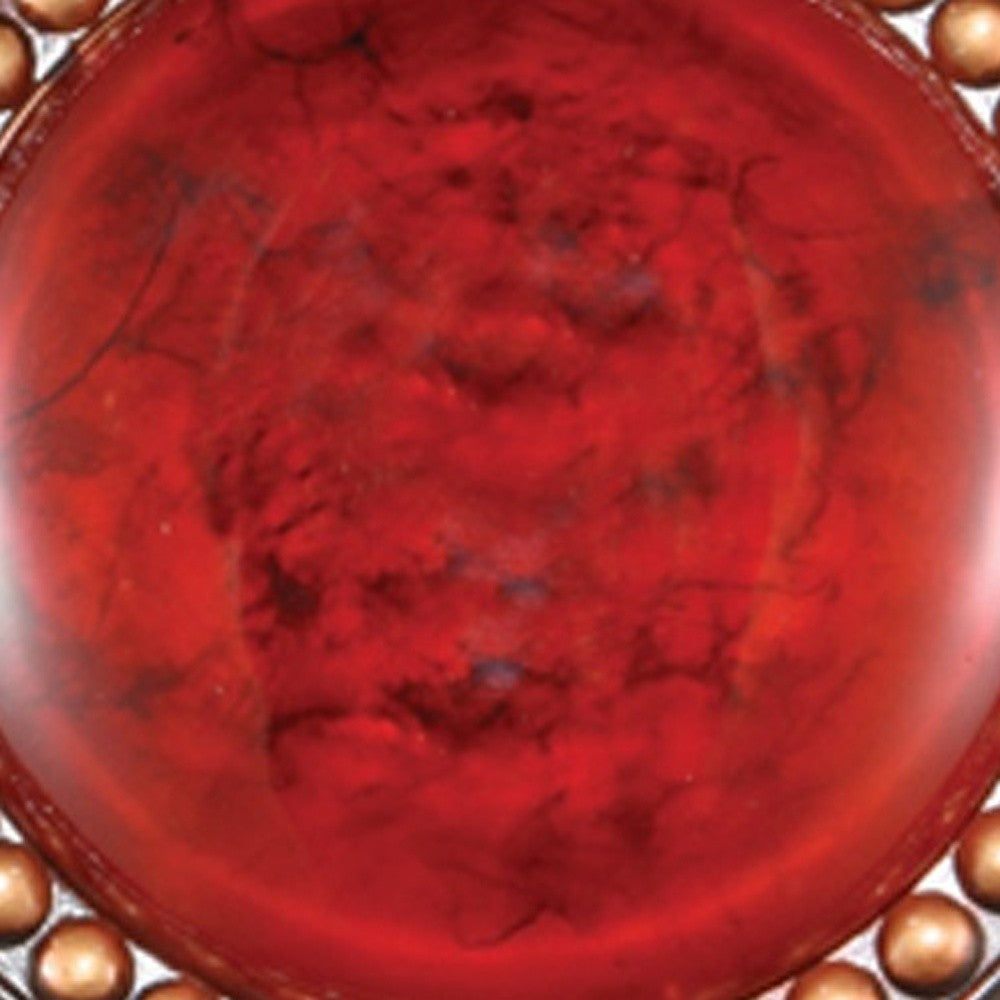 21" Red And Brown Round Polyresin Decorative Plaque - Homeroots