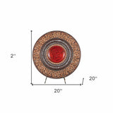 21" Red And Brown Round Polyresin Decorative Plaque - Homeroots - Flyclothing LLC