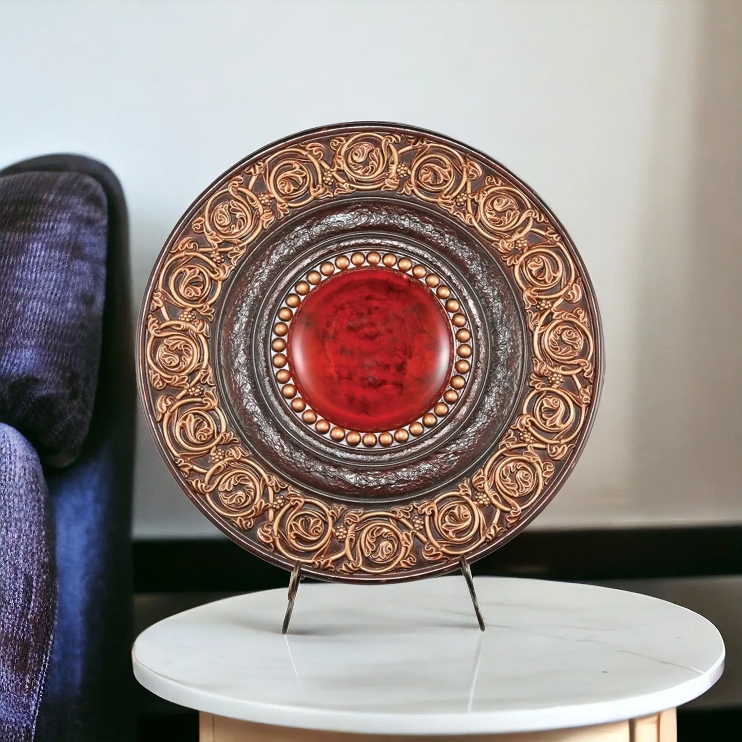21" Red And Brown Round Polyresin Decorative Plaque - Homeroots - Flyclothing LLC