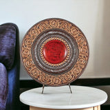 21" Red And Brown Round Polyresin Decorative Plaque - Homeroots - Flyclothing LLC