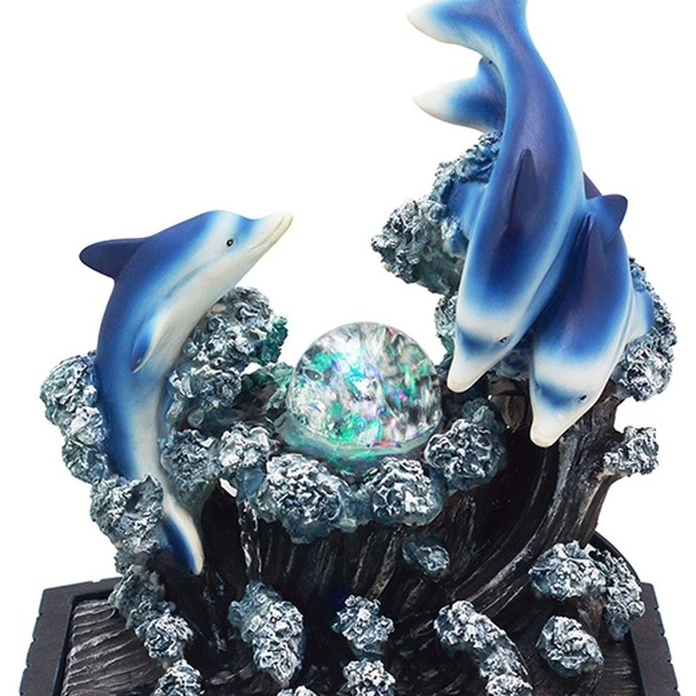 11" Blue Polyresin Dolphins Tabletop Fountain - Homeroots - Flyclothing LLC