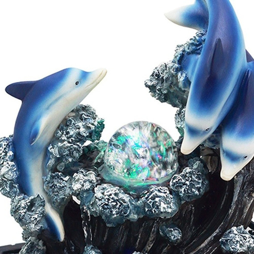 11" Blue Polyresin Dolphins Tabletop Fountain - Homeroots - Flyclothing LLC