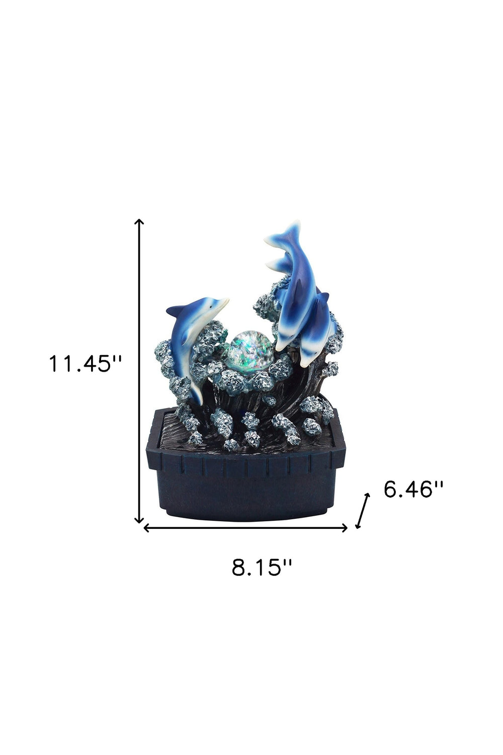 11" Blue Polyresin Dolphins Tabletop Fountain - Homeroots - Flyclothing LLC
