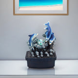 11" Blue Polyresin Dolphins Tabletop Fountain - Homeroots