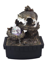 10" Black Polyresin Wolf Tabletop Fountain Sculpture - Homeroots - Flyclothing LLC