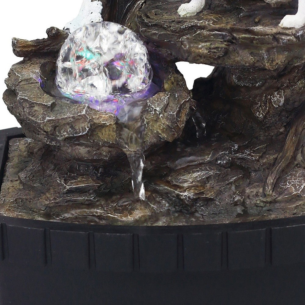 10" Black Polyresin Wolf Tabletop Fountain Sculpture - Homeroots - Flyclothing LLC