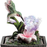 11" Pink Green And Brown Polyresin Hummingbird Tabletop Fountain - Homeroots